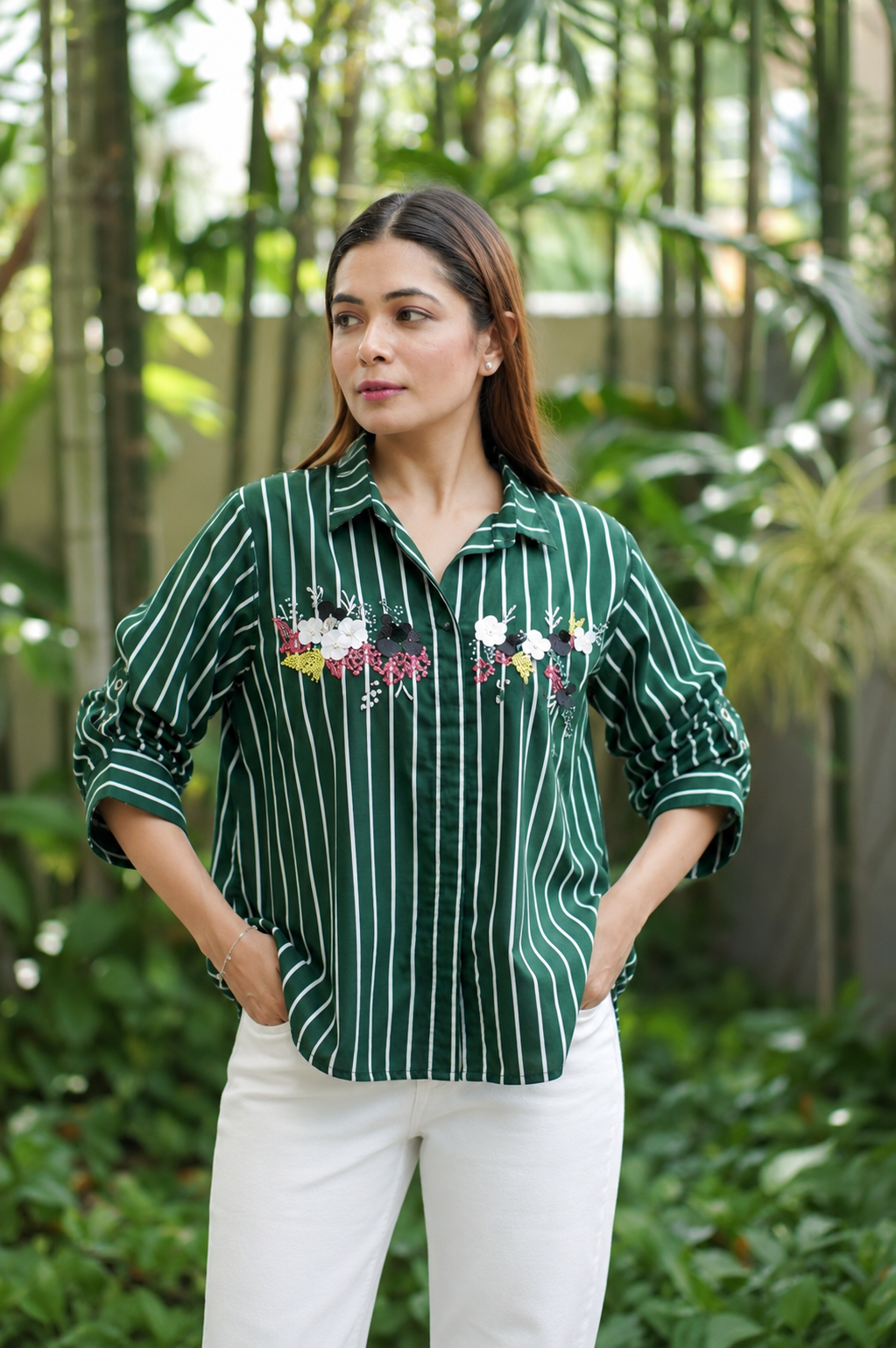 Embellished stripes shirt